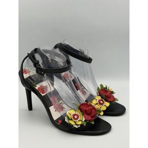 Mix No 6 AERADIA Floral Applique Heels Ankle Strap Stiletto Sandals Sz 11